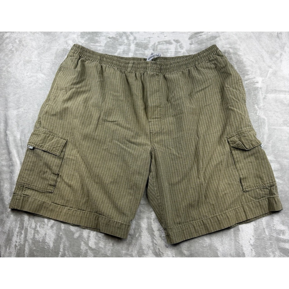 Bugle Boy Shorts Men's XXL Authentics Cargo Elastic‎ Waist Plaid Cotton Pocket